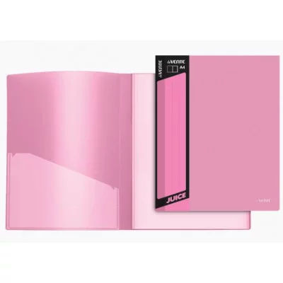 Папка с 20 вкладышами "Juicy" A4, 450 мкм, вкладыши 30 мкм, фактура "песок" внешний карман со сменной этикеткой, внутренний карман, индивидуальная маркировка, непрозрачная розовая 3101901