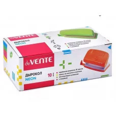 Дырокол "Neon" (10 листов) пластиковый с линейкой, в картонной коробке, неоновый зеленый 4020325