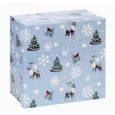 Коробка квадратная одинарная Зима в лесу 17,5х17,5х10 КОР-7857