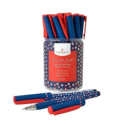 Ручка маслян.1шт, LOREX ELEGANCE.SOCIALS серия Double Soft 0,70 мм синий резин.грип, кругл. прорезин. ко 189554