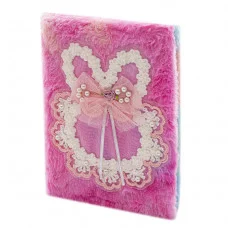 Подарочный блокнот 15,0 см * 20,5 см, 7БЦ, Alingar, плюш, аппликация, 80 л, клетка, Ушки AL10650