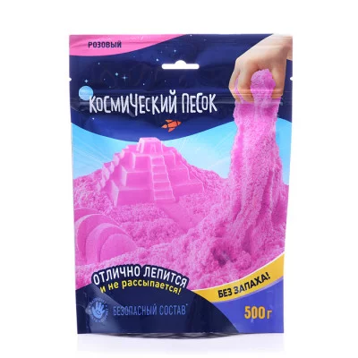 Игрушка для детей "Космический песок" 500 гр, дой-пак, розовый К002