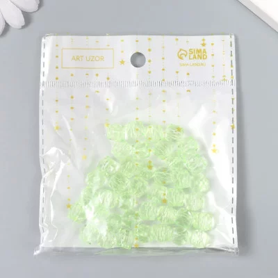 Бусины пластик "Кристалл многогранник. Бледно-зелёный" прозрачный набор 20 гр 1х1х1 см   9431087