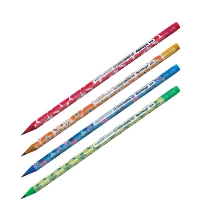 Карандаш ч/г Berlingo "Flowers" HB, круглый, заточен., с ластиком, пластик., ассорти BERLINGO_ 287224