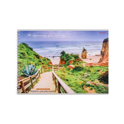 Альбом для рисования А4 40л ВЫХОД К ПОБЕРЕЖЬЮ гребень с жестк 40-1212