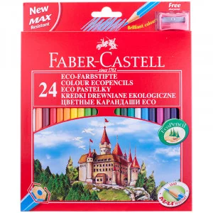 Карандаши Faber-Castell "Eco Замок", 24цв., заточен., картон, европодвес, с точилкой Faber-Castell 147884
