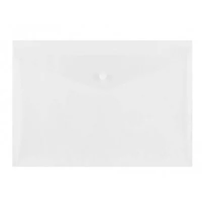 Папка-конверт на кнопке СТАММ А4, 150мкм, пластик, прозрачная, бесцветная 343170