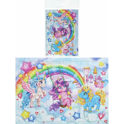 ПАЗЛ-РАМКА. 15 элементов ЕДИНОРОГИ НА КАЧЕЛЯХ (Арт. П15-2690)