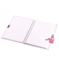 Подарочный блокнот 13,0 см * 18,0 см , гребень, Alingar, ламинация, конгрев, эффект 3D, замочек, 45 л., клетка, "Милый котик", розовый AL11718
