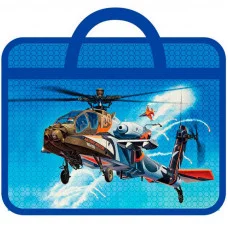 Папка детская с ручками А4 пласт. рисунком на молнии Вертолёт ПМ-А4-25