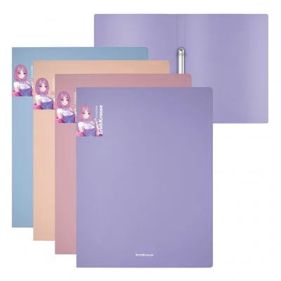 Папка на 2 кольцах пластиковая ErichKrause Matt Manga, 24мм, A4, ассорти  61186