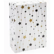 Коробка прямоугольная одинарная Новогодние звездочки 19х12х7,5 см ПП-9818