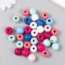 Набор деревянных бусин "Астра" сине-розовый микс, 12 мм, 18 гр 7398615