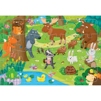 Пазл листовой на подложке. Морские обитатели. 24 детали. 29,5х21 см. ГЕОДОМ