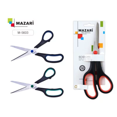 Ножницы офисные, BE TOP, 195 мм, лезвия из нержавеющей стали, пластиковые ручки с резиновыми вставками, блистер с европодвесом M-5603