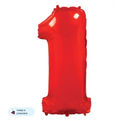 Шар (40\'\'/102 см) Цифра, 1, Красный, 1 шт. в уп. B901761R