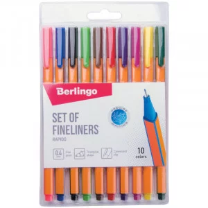 Набор капиллярных ручек Berlingo "Rapido", 10цв., 0,4мм, трехгран., европодвес BERLINGO_ 255126
