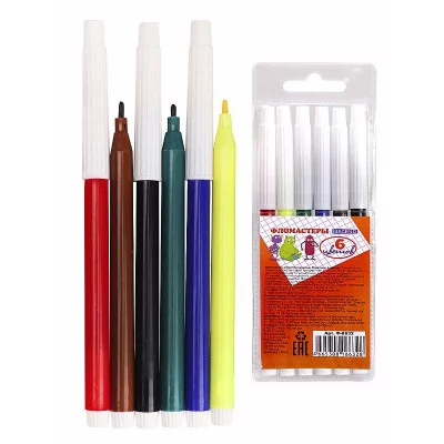 Фломастеры невентилируемые 6цв. МУЛЬТИКИ (Ф-8632) в блистере, Ф-8632