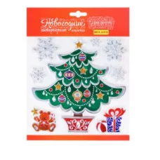 Интерьерная наклейка "Красивая Новогодняя ёлочка" 18x18см НУ-9248