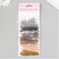 Бисер круглый размер 6/0 "Серебро, золото, бронза и чёрный" 6 цветов х 10 грамм   6074984