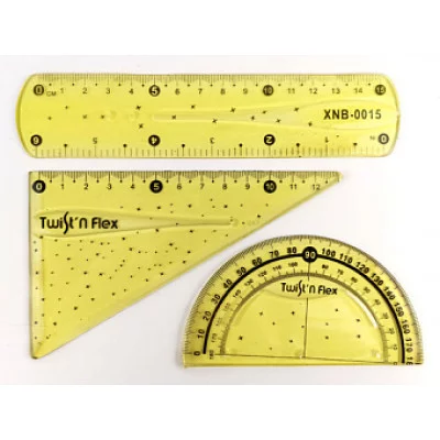 Набор геометрический пластиковый Flex ( линейка 15см, угольник 13м, транспортир),в асс.,арт.CY112314 201655700
