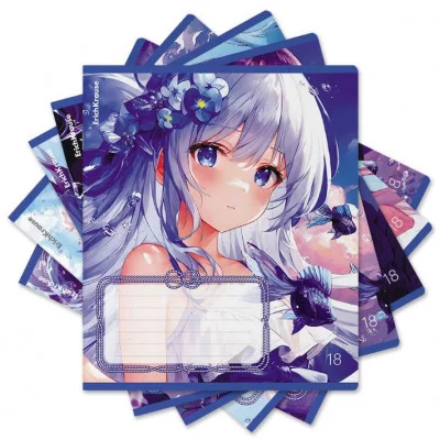 Тетрадь школьная ученическая ErichKrause Kawaii Whale, 18 листов, клетка 018010154-60550