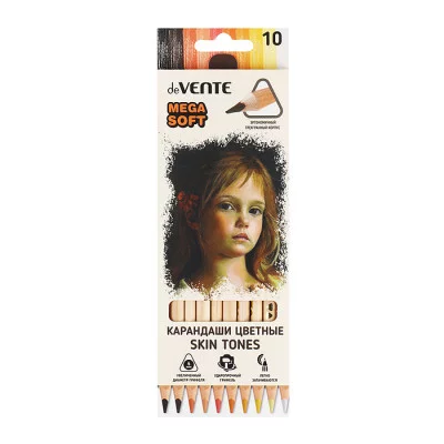 Карандаши цветные 10 цв. "Triolino Ultra 4М. Skin Tones" (оттенки цвета кожи) супер мягкий грифель на масляной основе, диаметр грифеля 4 мм, трехгранные, в картонной коробке 5022122