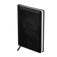 Ежедневник датированный 2026г., А4, 176л., твердый переплет, кожзам, BG "Орел", черный 380046