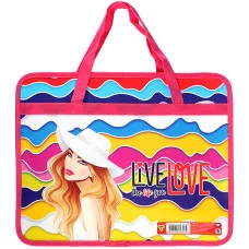 Папка детская с ручками А4 пласт. рисунком на молнии Красотка в шляпке ПМ-А4-25