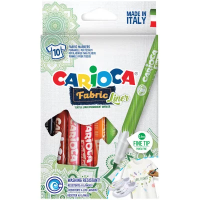 Набор фломастеров для ткани Carioca "Fabric Liner" 10цв., картон. уп., европодвес Carioca 262626