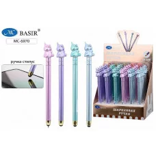 Шариковая ручка с поворотным механизмом+стилус: цветной-металлик корпус ассорти наконечник-ЕДИНОР МС-6970