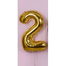 Шар (40\'\'/102 см) Цифра, 2 Slim, Золото, 1 шт. 901912O