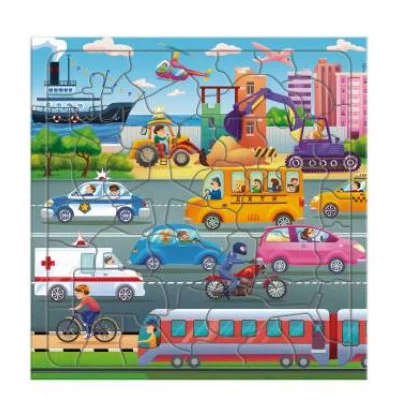 Пазл фигурный на подложке. 45 деталей. Транспорт. 30х30,5 см. ГЕОДОМ