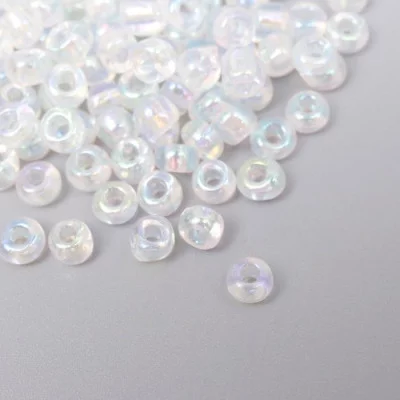Бисер круглый размер 6/0 "Прозрачный с перламутром" 20 гр   6074999