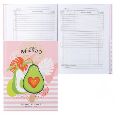 Дневник ст кл тв обл 7Бц дев мат лам выб лак блест Авокадо сердечко Д48-0800