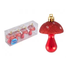 Набор елочных украшений "Грибочки" (4шт) цв. красный   007452 8\5614