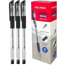 Ручка гелевая ЧЕРНАЯ EASY LINE (РГ-4020) d=0,5, с прозрач корп и резин. держателем,ИНД ШК, ПП-00186707