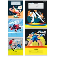 Тетрадь КЛЕТКА 18л. РИСУНКИ СПОРТСМЕНОВ (Т18-2365) цвет.мелов.обл. Т18-2365