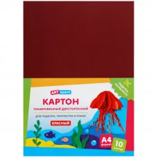 Картон цветной А4, ArtSpace, 10л., тонированный, красный, 180г/м2 315303