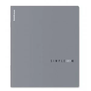 Тетрадь общая ученическая ErichKrause Simple Color, серый, 48 листов, клетка, ламинация soft-touch+выборочный УФ-лак 1шт 63321