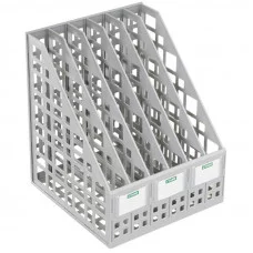 Лоток для бумаг вертикальный Стамм, сборный, 6 отделений, серый Стамм 098070