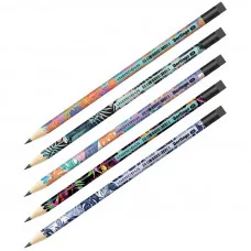 Карандаш ч/г Berlingo "Jungle" HB, круглый, заточен., с ластиком, ассорти 320761