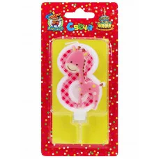 Свеча для торта Жирафик Розовый Цифра 8 С-8322