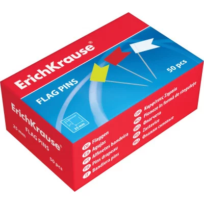 Булавки-Флажки, 50 шт. Ассорти Erich Krause EK28232