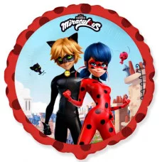Шар (18\'\'/46 см) Круг, Леди Баг и Супер-кот, Красный, 1 шт. 401584
