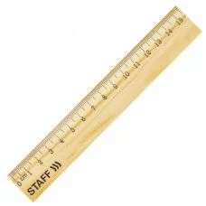 Линейка деревянная 15 см, STAFF, канадская сосна, 210797