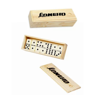 Домино пластиковое (18.5х6х4.2 см) в деревянной. коробке (Арт. AN02566) AN02566