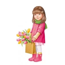 Плакат вырубной А3 И933 Империя Поздравлений девочка с тюльпанами 59338