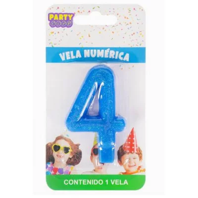 Свеча для торта Синяя. Цифра 4 С-3021