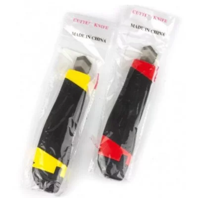 Нож канцелярский Alingar 18 мм, с металл. напр., auto-lock, мягкие вставки, пластик корпус, ассорти AL6653